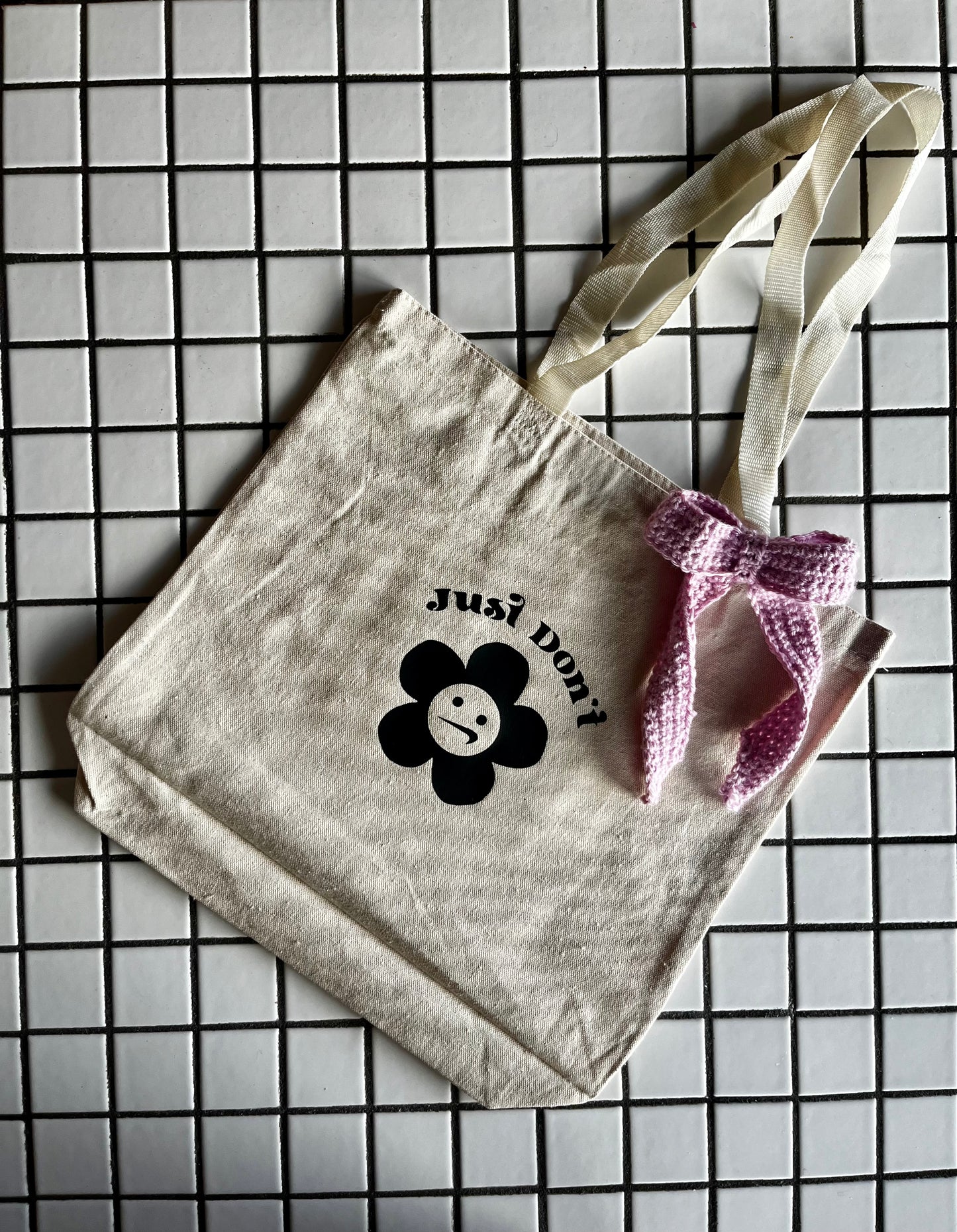 Just Don’t Canvas Tote w/ Purple Bow